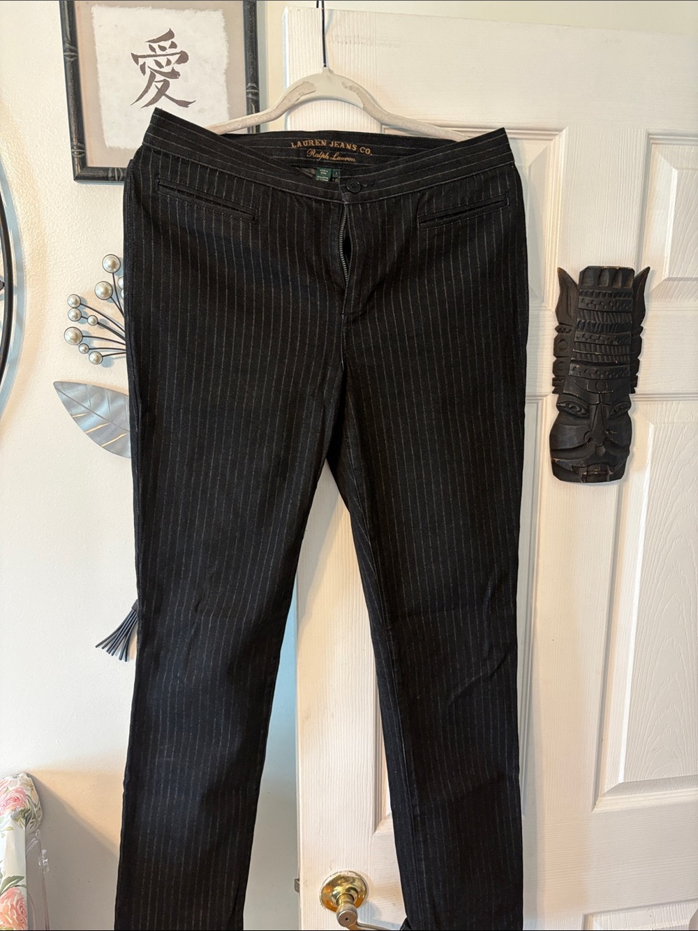 Ralph Lauren Black Pinstripe Straight Leg Jeans